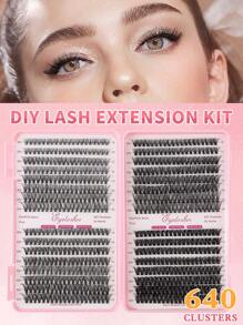 640800PCS D Curl Single Eyelash Bundle Large Capacity 30D+40D+60D+80D 9-16mm DIY Eyelash Bundle Natural Look & Ultra Thick & Slim & Ultra Soft & Ultra Light Reusable Personal Split False Eyelashes Eyelash Extension Kit With Makeup Tools 2 Mascara Brushes For Beginners To Use At Home Or In Everyday Life & Weddings & Dates & Parties & Music Festivals & Halloween & Happy Christmas
