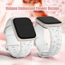 Correa grabada para de 46 mm, 42 mm, 44 mm, 45 mm, 41 mm, 40 mm, 49 mm, 38 mm, pulsera de silicona con estampado floral para Series 10, 8, 9, 7, SE, 4, 5, 6, Ultra 2, accesorios para mujeres y hombres