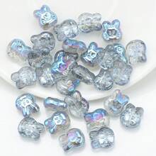 30 piezas/Paquete Cuentas con cabeza de conejo de vidrio enchapado de 10*12mm con agujero, material de manualidades para pendientes/collares/encantos/llaveros/cadenas de teléfono