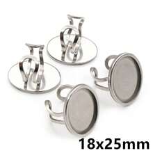 2pcs Stainless Steel DIY Ring Blank Base Setting Fits 10-25mm Round/Oval/Square Cabochons Rings Bezel Tray DIY Jewelry Making Accessories Findings - Ring Base - View 6