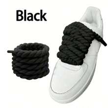 1pair Round Rope Shoelaces For Canvas Shoes, Skate Shoes, Sneakers Decoration, For Women Shoes, Men Winter Shoes, Accessories - Twisted Shoelaces - View 9