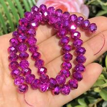 120/160/220/300pcs Austrian Crystal Glass Beads, Fuchsia Color, Round Flat Shape, 4/6/8mm, Suitable For Handmade Bracelets, Necklaces, Earrings, Jewelry Making Supplies - Oblate Crystal - View 14