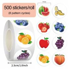 500 件水果贴纸卷 500 件水果贴纸卷乙烯基贴纸适用于剪贴簿、日记本、笔记本电脑、保险杠、滑板、水瓶、电脑、手机、卡通动漫 - 彩色 - 查看 1