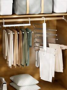 1pc Foldable PET Pants Hanger,Japanese Style Simple White Multifunctional Cloth Hanger
