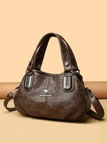 三层大容量设计师手提包，柔软皮革女士单肩斜挎包，2024新款奢华托特包 - 咖啡 - 查看 3