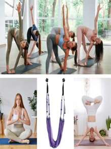 1pc Universal Yoga Stretching Band With Door Anchor, Multi-Layer Flexibility Trainer, Polyester Fitness Band For Leg Stretching, Back Bending Aid, Dance, Ballet, Gymnastics, Home Exercise Equipment[ Random Color ] - Multicolor - View 4