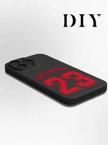 1 pieza Funda de teléfono personalizable con nombre y números en TPU negro que cubre toda la lente, compatible con Apple/Redmi/OPPO, adecuado para amigos, familia, bebés, mascotas, dibujos animados, paisajes, playa, natación, flores, moda