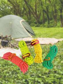 4 piezas de cuerdas reflectantes que brillan en la oscuridad para tienda de campaña, cuerdas multiusos ajustables a prueba de viento para campamento, longitud de 4 m - Multicolor - Ver 3
