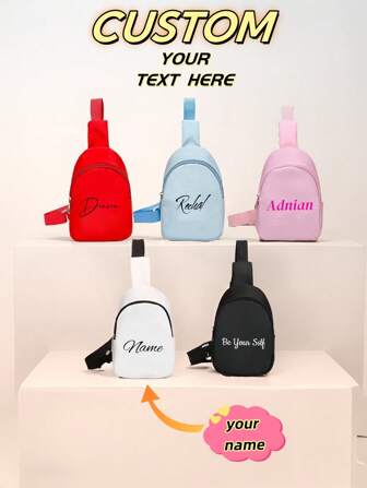 Gepersonaliseerde Crossbody Tas Met Gepersonaliseerde Naam Of Vakantie Bericht. Personaliseer Uw Eigen Tas. Mini Casual, Veelzijdig, Modieus En Sportief Lichtgewicht Borst Geschikt Voor Jongens, Meisjes, Tieners, Uitgaan, Reizen, Winkelen, Feesten, Daten Dagelijks Gebruik. U Kunt Naam, Letters, Geluksgetallen, Meer Aanpassen.
