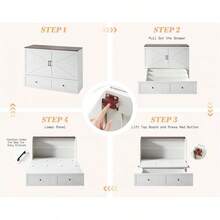 Full/Queen Murphy Cabinet Bed With Charging Station, Modern Hideaway Foldable Platform Bed With Large Storage Drawer, Ideal Space-Saving Bed For Home Office Or Small Rooms, Distressed White - Xem 6