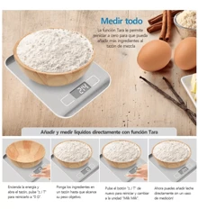 Bascula Digital Cocina USB Recargable(10kg/1g),Bascula gramera,BáScula ElectróNica,BáScula PrecisióN,Pantalla Lcd,Acero Inoxidable,Incluye 2 Baterías AAA,alimentos,Joyas,Cafe,Balanza - Blanco - Ver 3