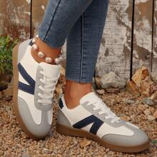 Pantofi casual pentru femei mărime mare, 2025 noi adidași retro cu patchwork, pantofi de antrenament în aer liber versatili la modă pentru femei - Gri - Vizualizare 6