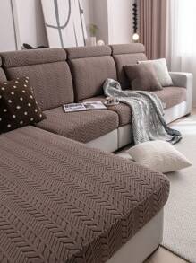 1 tấm bọc ghế sofa Jacquard màu trơn đàn hồi cao, thiết kế hiện đại tối giản, chống trượt mọi mùa, có thể giặt bằng máy, bảo vệ ghế sofa thân thiện với vật nuôi, trang trí phòng khách - Màu nâu - Xem 3