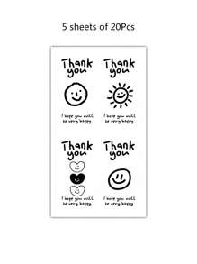 100pcs Thank You Stickers, Cute "Thank You" Gift Box Sealing Stickers, Party Gift Label Stickers