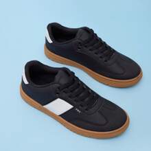 ANDREA Ferrato Brand Casual Tennis Shoes Sneaker For Men Urban Design Brown Sole With Laces Black Color - 黑色 - 查看 2