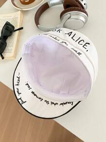 1pc Y2K Retro Flower Embroidery Forward Hat, Women's Printed Bow, Women's Street Appearance, Small Face, Versatile And Fashionable Beret