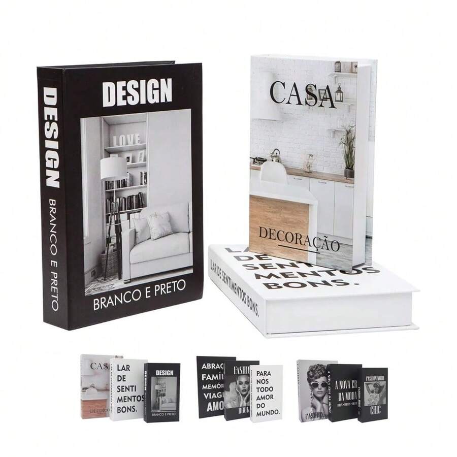 Kit 3 Fake Books Desk Book Organizer Box Decorative Object Holder - 居家裝飾 - 查看 1