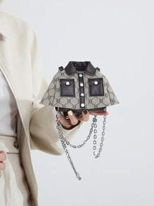 1pc Fashion Design, Comfortable Strap, Quality Fabric, Elegant MINI New Product, Vintage Color Matching, Fashionable, Personal, Contrast Color, Popular, Stylish, Texture, Versatile, Funny, Creative Dress Bag With Chain, Niche