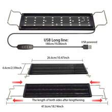 Full Spectrum Aquarium LED Light With Timer, Adjustable Brightness, Suitable For 10-18 Inch Fish Tank, Freshwater & Reptile Lighting, Suitable For Various Small Pets