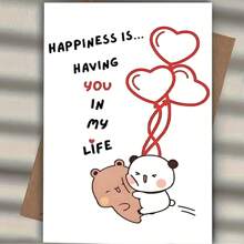 1 张，可爱的生日贺卡带信封（12 厘米 * 17 厘米），适合儿子、女儿、朋友、伴侣、家人、生日、周年纪念日、节日、Bubu&Dudu，“幸福是......生活中有你” - 彩色 - 查看 2