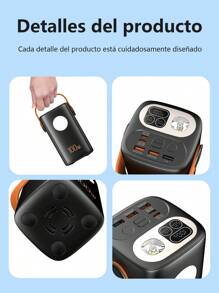 Batería externa portátil de 60000mAh para exteriores, batería portátil de gran capacidad y diseño moderno, carga rápida de 100W, compatible con laptops y teléfonos, función de iluminación LED - Negro - Ver 7