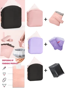 1 PC Multifunctionele Sanitaire Opbergtas En 10 STUKS Sanitaire Wegwerpzakken, Maandverband Opbergtas Draagbare Tas Met Grote Capaciteit En Eenvoudige Stijl Voor Het Opbergen Van Maandverband, Maandverband En Tampons, Make-uptas, Kleine Vierkante Tas, Vierkante Make-up Toilettas Opbergtas. 10/100 stuks Sanitaire Wegwerpzakken, Menstruatietas, Zwarte Tampon Wegwerpzakken, Persoonlijke Zelfsluitende Sanitaire Zakken Voor School Pad Tas Ideaal Voor Wandelen, Beschermde Privacy Van Vrouwen, Boho Vibes
