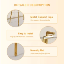 51 * 31.5 Inch Rectangular Dining Table: Transparent Glass Paired With Golden Seven Character Legs, Showcasing A Luxurious Texture. Suitable For Various Places Such As Kitchens, Dining Rooms,Etc.