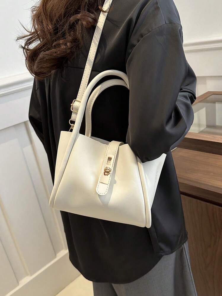 Women's New Solid Color PU Fashion Tote Bag Multifunctional Shoulder Bag With Small Coin Purse - White - View 5