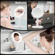 Espejo de maquillaje con luces, espejo de aumento de 20X con luz e interruptoráctil, espejo de tocador con luz de 3 colores y 80 LEDs, espejo de aumento iluminado de dos lados de 8.8 pulgadas - Blanco - Ver 8
