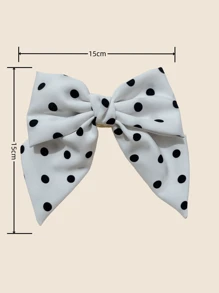2/1pc Korean Style Handmade Polka Dot Bow Scrunchie Hair Claw Clip, Ponytail Clip, Bun Clip For Women, Polyester Material, Bows, Cute, Hair Accessories