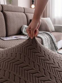1 tấm bọc ghế sofa Jacquard màu trơn đàn hồi cao, thiết kế hiện đại tối giản, chống trượt mọi mùa, có thể giặt bằng máy, bảo vệ ghế sofa thân thiện với vật nuôi, trang trí phòng khách - Màu nâu - Xem 6