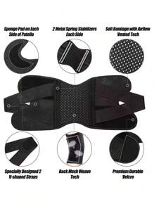 1 pièce Genouillère professionnelle de style japonais avec sangle, respirante et réglable. Convient aux hommes et aux femmes pour l'escalade, accessoires de gym, support de genou