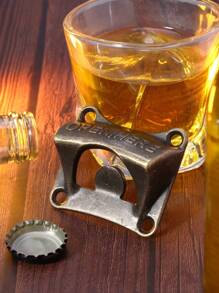 1 pieza Abridor de botellas de cerveza de hierro vintage y retro, accesorio de pared cuadrado de cobre antiguo para bar, herramienta pequeña y portátil fácil de instalar