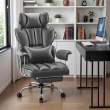 Big And Tall Executive Office Chair With Lumbar Support Leather Computer Chairwith Footrest, Ergonomic Chair High Back With Lumbar Support, Reclining Home Office Chair