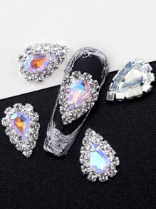 10 件装 K-Pop 风格美甲水钻首饰，金色和银色闪亮水滴指甲装饰配件带托盘，25 种颜色 - 彩色 - 查看 18