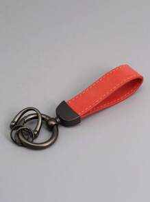 1pc Customized Engraved Name Letter PU Leather Fur Keychain, Fashion Casual Style, Father's Day Gift Suitable For Fathers, Elders, Partners, Teachers, Classmates, Friends, Can Be Used As Promotional, Business, Or Advertising Gift