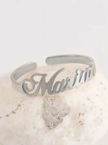 Un anillo ajustable personalizado con nombre, de estilo abierto y sencillo, joyería de moda para chicas, para uso diario - El mejor regalo para otros