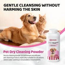 260g Pet Dry Bath Powder, Dog & Cat No-Rinse Shampoo & Bath Solution, Puppy & Rabbit Cleaning Bath, Pet Deodorizing & Anti-Itch Fragrant Bathing Product Suitable For All Small Animals