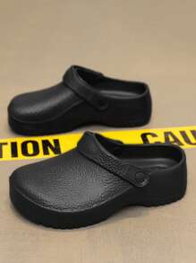 Plus Size Women's Solid Perforated Slip-On Shoes, Waterproof Anti-Dirt Comfortable Non-Slip Flat Casual Work Shoes, Suitable For Outdoor Activities. Women's New Solid Color All Season Clogs, Summer Fashion Outdoor Beach Garden Sandals, Breathable EVA Material, Non-Slip Comfortable Flat Round Toe, Suitable For Outdoor Beach Anti-Slip Shoes For All Seasons