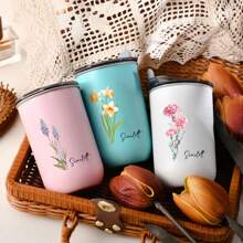 1Pc, Personalized Customized Month Flower Name Tumbler, 10Oz Stainless Steel Coffee Mug, Double Insulated Vacuum Seal Cup, Indoor Kitchen Outdoor Travel Cold Drink Hot Drink Car Cup, Summer Winter Drinkware, Reusable, Best Gift For Boyfriend, Girlfriend, Lover, Family, Wife, Husband, Best Friend, Classmate, Colleague, Perfect Gift For Wedding, Valentine'S Day, St. Patrick'S Day, Easter, Birthday Party,Multi-Functional,Adjustable,Durable,Ornamental,Reusable,Exquisite,Adorable,High-Quality,Modern,Colorful,Cute,Comfortable,Stylish,Custom,Personalized,Unique,Ideal Gifts For Him,Ideal Gifts For Her,Boyfriend,Girlfriend,Dad,Mom,Family,Friends,Son,Daughter,Office,Tea Room,School,Home,Home Refresh,Customized Cups