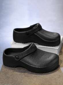 Plus Size Women's Solid Perforated Slip-On Shoes, Waterproof Anti-Dirt Comfortable Non-Slip Flat Casual Work Shoes, Suitable For Outdoor Activities. Women's New Solid Color All Season Clogs, Summer Fashion Outdoor Beach Garden Sandals, Breathable EVA Material, Non-Slip Comfortable Flat Round Toe, Suitable For Outdoor Beach Anti-Slip Shoes For All Seasons