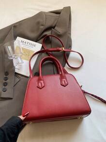 新款韩版简约单肩女包，时尚女士大容量手提包，个性斜挎包带吊坠 - 紅色 - 查看 8