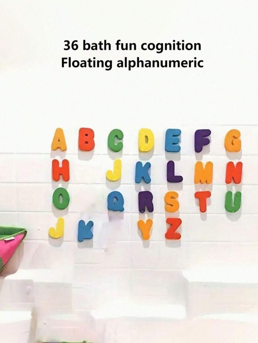 36pcs Christmas, Christmas Gift, New Year Gift Colorful & Random Pattern Floating Foam EVA Letters & Numbers Bath Toys, Bathtub Wall Sticker (Random Packaging) - Multicolor - View 1