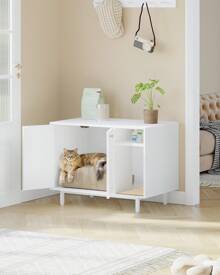 Cat Litter Box Enclosure, Hidden Litter Box Furniture, Wooden Pet House Side End Table, Storage Cabinet Bench For Living Room, Bedroom, 31.5 X 19.7 X 23.9 Inches