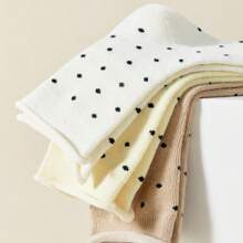 5/12 双女士糖果波尔卡圆点褶边甜美 JK 风格透气中腰袜子