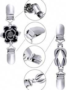 4pcs Vintage Shirt Dress Cardigan Clips, Women Waist Cincher, Sweater Shawl Brooch Jacket Clips - Silver - View 4