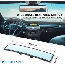 11.81 Inch Panoramic Convex Rearview Mirror - For Car, SUV And Truck Use, Clip On Wide-Angle, Reducing Blind Spots
