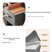 1pc Cationic Drawer Style Storage Box, Large & Small Size, Thick With Lid, Foldable Storage Container For Clothes Closet, Multi-Size Available - Light Grey - View 9