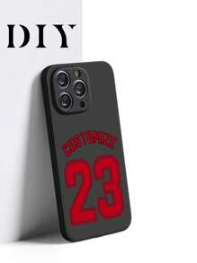 1 pieza Funda de teléfono personalizable con nombre y números en TPU negro que cubre toda la lente, compatible con Apple/Redmi/OPPO, adecuado para amigos, familia, bebés, mascotas, dibujos animados, paisajes, playa, natación, flores, moda