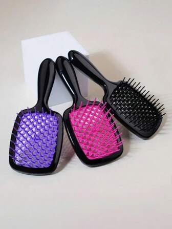 1pc 小方孔空心梳蜂窝网格梳顺发梳干湿两用美发梳头皮按摩蓬松制作